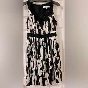 Carmen Marc Valvo black and cream  painter A-line dress